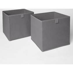 OHS Pack of 2 Plain Folding Cube Storage Boxes