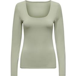 Only Lea Square Neck Rib Top - Desert Sage