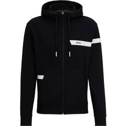 HUGO BOSS Saggy 1 Zip Up Logo Stripe Hoodie - Black