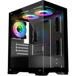 CiT Range Black MicroATX PC Case Celsius Dual-Ring Fans