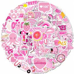 Shein 100pcs Pink Mixed Style Stickers