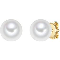 Trilani Freshwater Cultured Stud Earrings - Gold/White