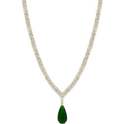 Jon Richard Pear Drop Collar Necklace - Gold/Emerald/Transparent