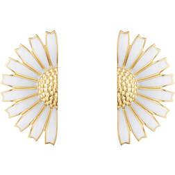 Georg Jensen Daisy ørering forgyldt og hvid emalje