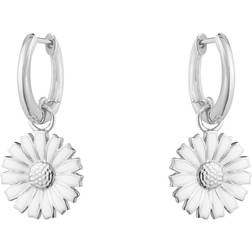 Georg Jensen Daisy ørering sølv og hvid emalje