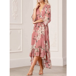 Yumi Kimono Midi Wrap Dress - Peach