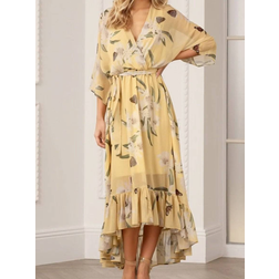 Yumi Kimono Midi Wrap Dress - Yellow