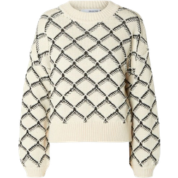 Selected Olivia Printed Cropped Knit Sweater - Birch