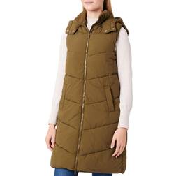 Pieces Jamilla Long Puffer Vest - Dark Olive