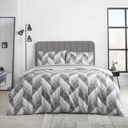 Catherine Lansfield Kamari Stripe Reversible Single Duvet Cover Grey, White, Black (200x135cm)