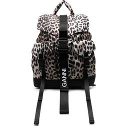 Ganni Leopard Tech Backpack Recycled Polyester Women's One size