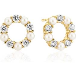 Sif Jakobs Biella Perla Yellow Gold Plated Freshwater Pearl Cubic Zirconia Earrings