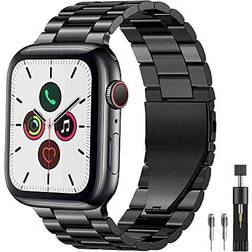 Pugo Top Breathable Stainless Steel Strap for Apple Watch 42/44/45/46/49mm Black