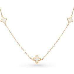 Beaverbrooks 9ct Yellow Gold Mother of Pearl Clover Necklace, 45cm