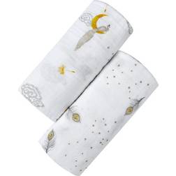 Malabar Organic Swaddle Set 2-pack Sweet Dreams Enchanted Peacock & Magical Feathers