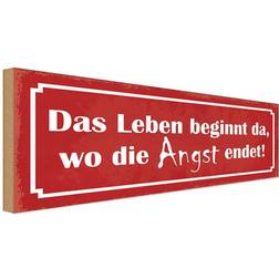 Vianmo Das Leben Beginnt Da Wo Angst Endet Red/White Decoración de Pared 27x10cm