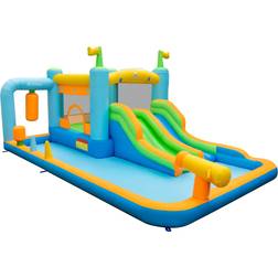 Costway Inflatable Bouncy House with Double Shots & Splash Pool & Water Cannon