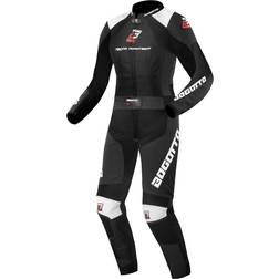 Bogotto Losail Two Piece Motorcycle Leather Suit - Black/White Woman