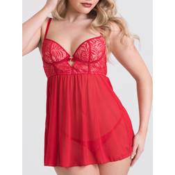 LoveHoney Lovehoney Parisienne Charm Red Lace Babydoll Set Red