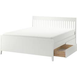 IKEA IDANÄS sängstomme med förvaring, vit/Luröy Sängpaket