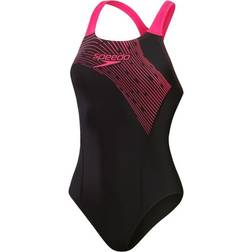 Speedo Women's Medley Logo Swimsuit - Black/Pink