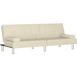 vidaXL Cup Holders Cream Soffa 200cm 2-sits