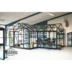 Scandic Greenhouse Thor 16.6m² 4mm Sort Aluminium Hærdet glas