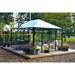 Scandic Greenhouse Frej 12.8m² 4mm Sort Aluminium Hærdet glas