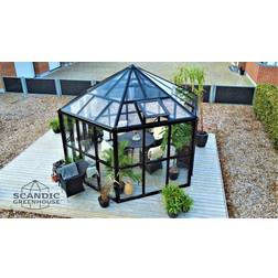 Scandic Greenhouse Mjølner 10m² 4mm Sort Aluminium Hærdet glas