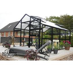 Scandic Greenhouse Idun XL 12.4m² 4mm Sort Aluminium Hærdet glas