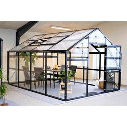 Scandic Greenhouse Idun 9.3m² 4mm Sort Aluminium Hærdet glas