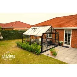 Scandic Greenhouse Balder 11.3 m² 4mm Sort Aluminium Hærdet glas