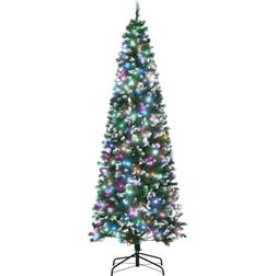 Homcom Prelit Pencil Artificial Slim Green Christmas Tree 213.4cm