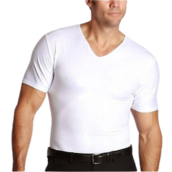 Instaslim Men's Compression Short Sleeve V Neck T-Shirt Big & Tall - White