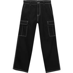 Pull&Bear Contrast Seams Cargo Pant - Black