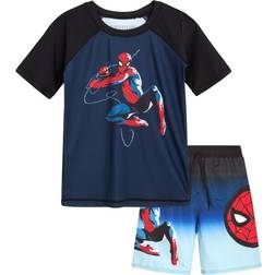 Marvel Boy's Spider-Man Rash Guard Set - Black/Blue