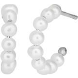 ByBiehl Mini Hoops Earrings - Silver/Pearls