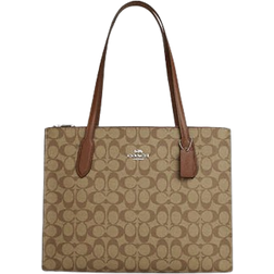 Coach Nina Tote In Signature Canvas - Silver/Khaki Saddle