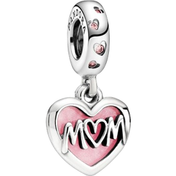 Pandora Mom's Heart Pendant Charm - Silver/Pink