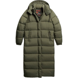 Superdry Long Ripstop Quilted Coat - Football Dark Moss Grid