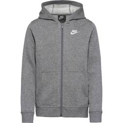 Nike Kid's Sportswear Club Full Zip Hoodie - Carbon Heather/Smoke Grey/White (BV3699-091)