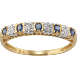 Gemondo Classic Round Half Eternity Ring - Gold/Diamonds/Sapphire