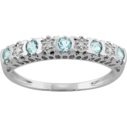 Gemondo Classic Round Half Eternity Ring - White Gold/Aquamarine/Diamonds