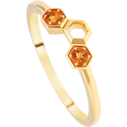 Gemondo Honeycomb Inspired Stack Ring - Gold/Citrine