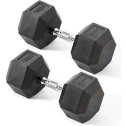 York Fitness Rubber Hex Dumbbells 2 x 22.5kg