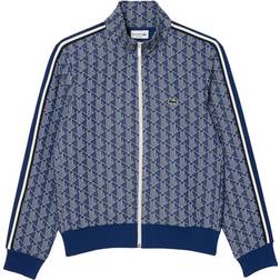 Lacoste Paris Jacquard Monogram Zipped Sweatshirt - Navy Blue/White