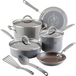 Rachael Ray Cucina Nonstick Sea Salt Gray Cookware Set with lid 10 Parts