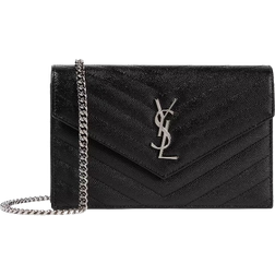 Saint Laurent Cassandra Quilted Envelope Wallet - Black