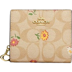 Coach Snap Wallet In Signature Canvas With Nostalgic Ditsy Print - Gold/Light Khaki Multi