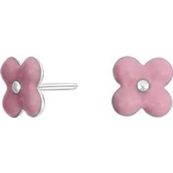 Nordahl Jewellery Flower Stud Earrings - Silver/Pink